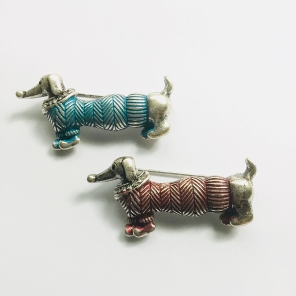 Jewelry - Bundle of 2 Silver Dachshund Dog Brooches Pins